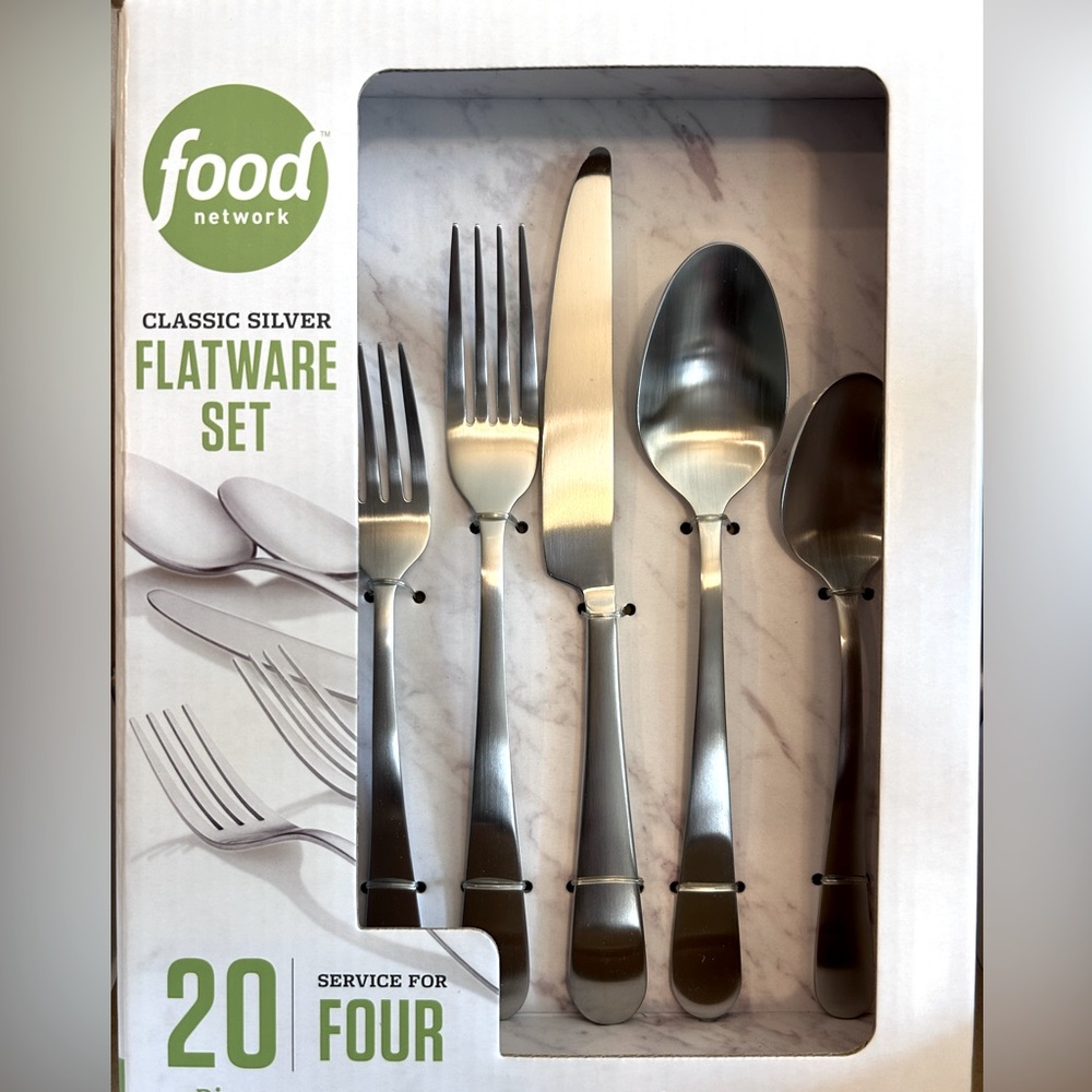 Food Network Classic Silver 20 piece Silverware Set New!